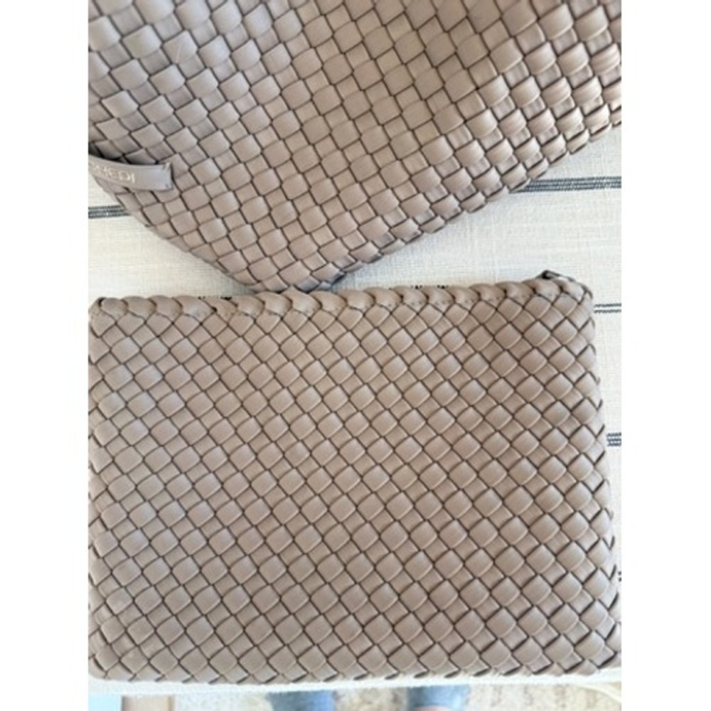 Naghedi St. Barths Medium Tote Bag Taupe Woven Neoprene Handbag - Picture 9 of 10